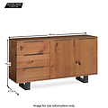 Dimensions - Oak Mill Small Sideboard - Metal Base - Waxed Oak