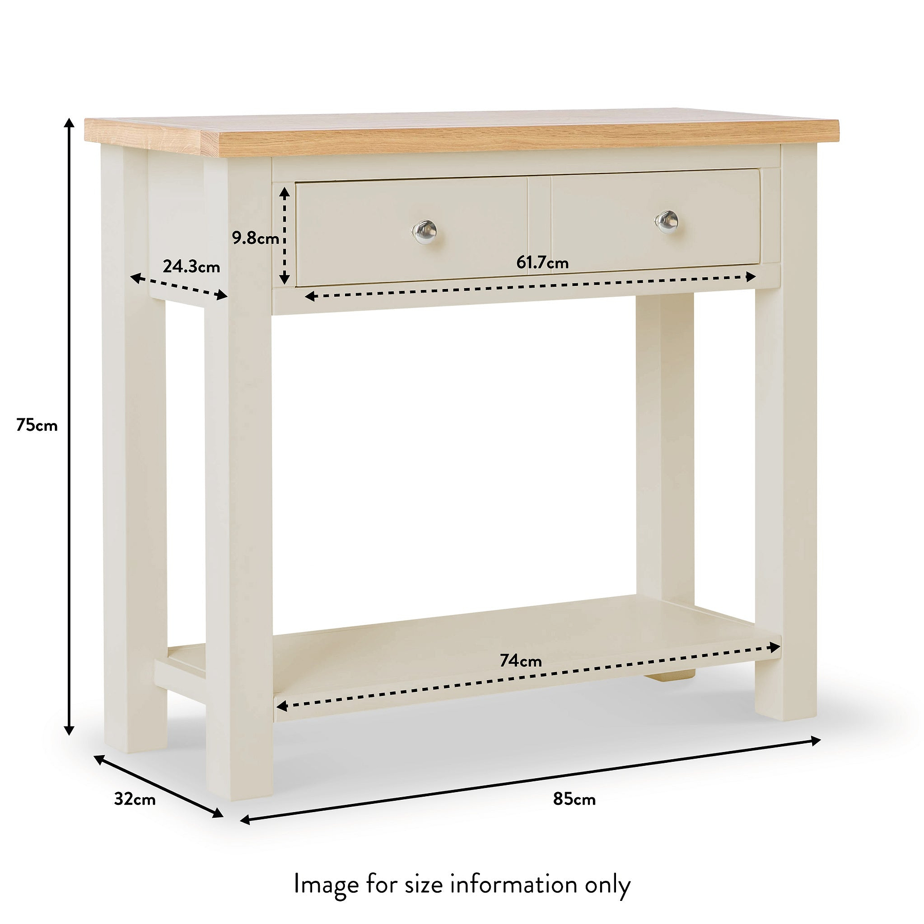Farrow Cream Console Table dimensions