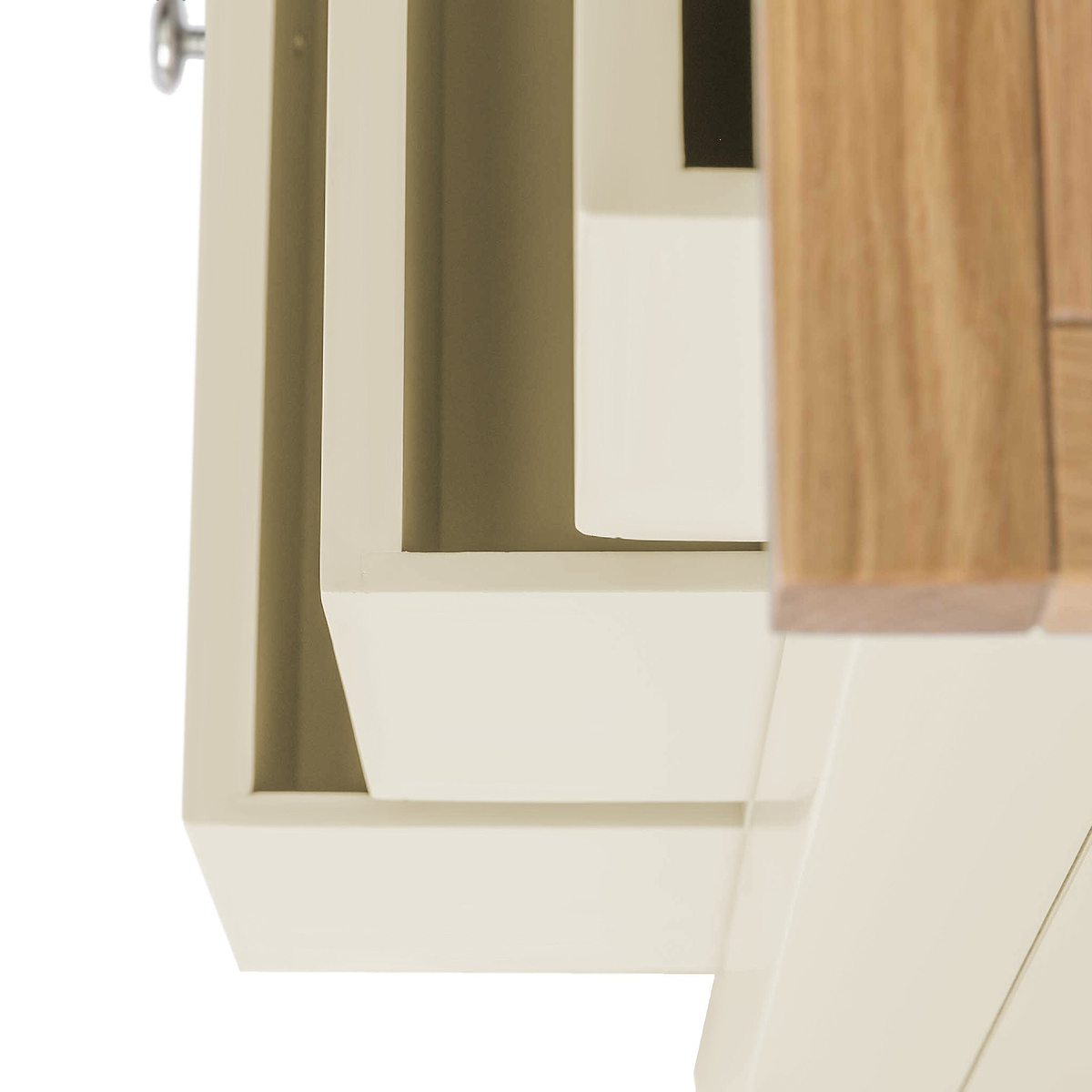 Farrow Cream 2 Over 3 Chest Of Drawers from Roseland Furniture - close up of drawers