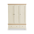 Farrow Cream 3 Door Wardrobe with Storage Drawers