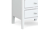 Chester White Bedside Chest of 3 Drawers - Close up of feet