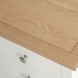 Farrow White Bedside Table from Roseland Furniture - Close up of wooden top
