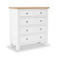 Farrow White 2 Over 3 Chest Of Drawers from Roseland Furniture - Angle view
