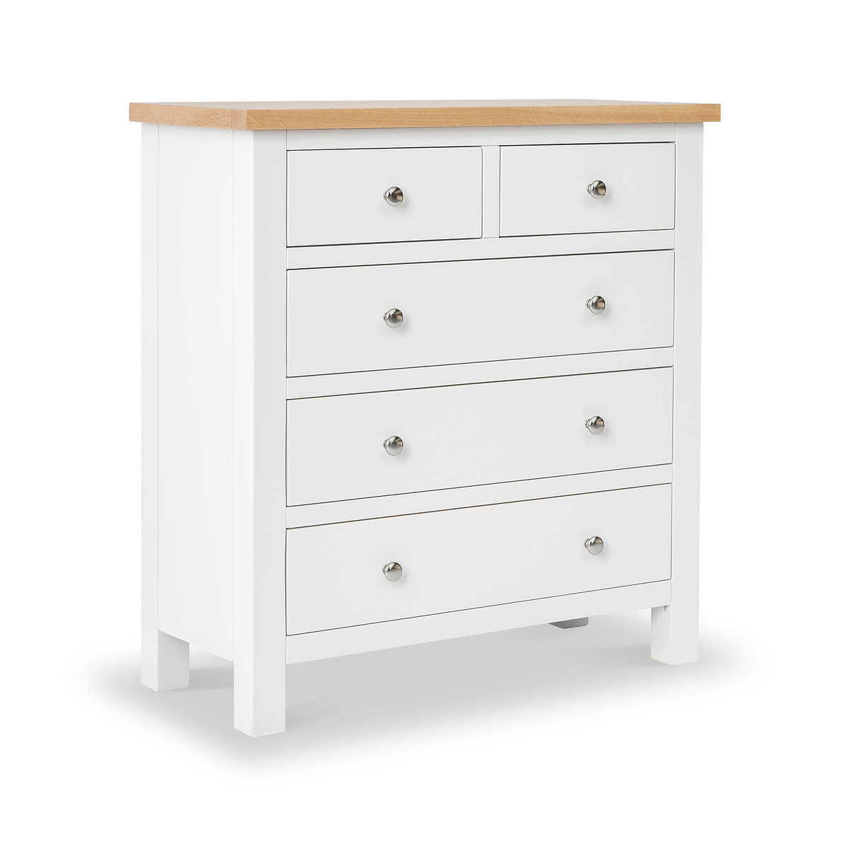 Farrow White 2 Over 3 Chest Of Drawers from Roseland Furniture - Angle view