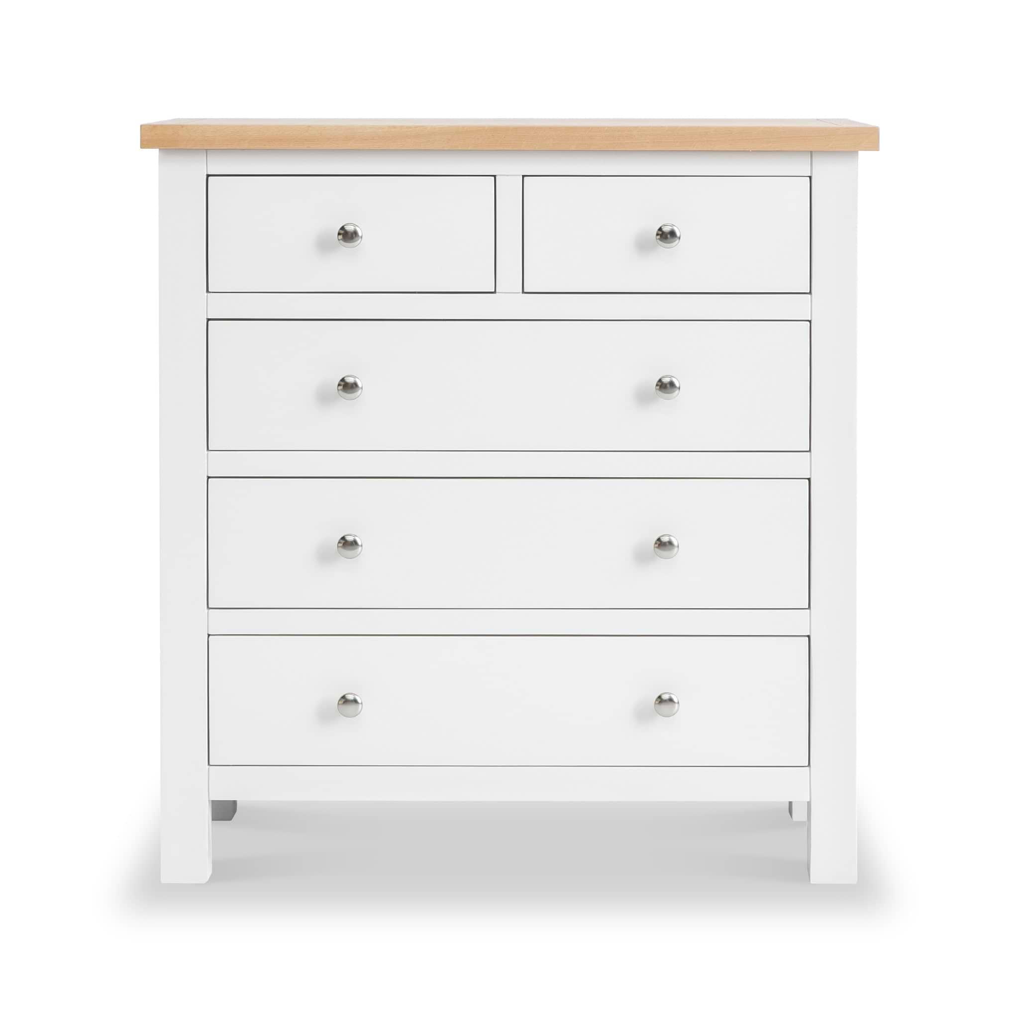 Farrow White 2 Over 3 Chest Of Drawers from Roseland Furniture - Front view