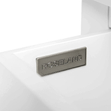 A metal plate with the inscription "ROSELAND" is affixed to a white surface, set against a plain background.
