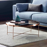 Arla Copper Metal Round Coffee Table with mirrored top Lifestyle