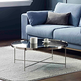 Arla Chrome Metal Round Coffee Table with mirrored top