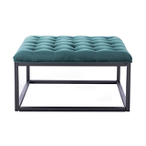 Adison Teal Buttoned Velvet Footstool