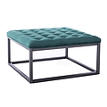 Adison Teal Buttoned Velvet Footstool from Roseland