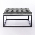 Adison Grey Buttoned Velvet Footstool from Roseland