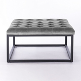 Adison Grey Buttoned Velvet Footstool from Roseland