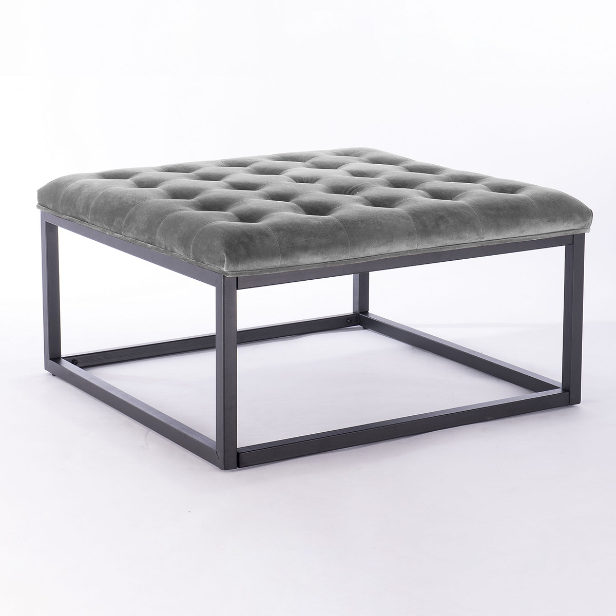 Adison Grey Buttoned Velvet Foot rest