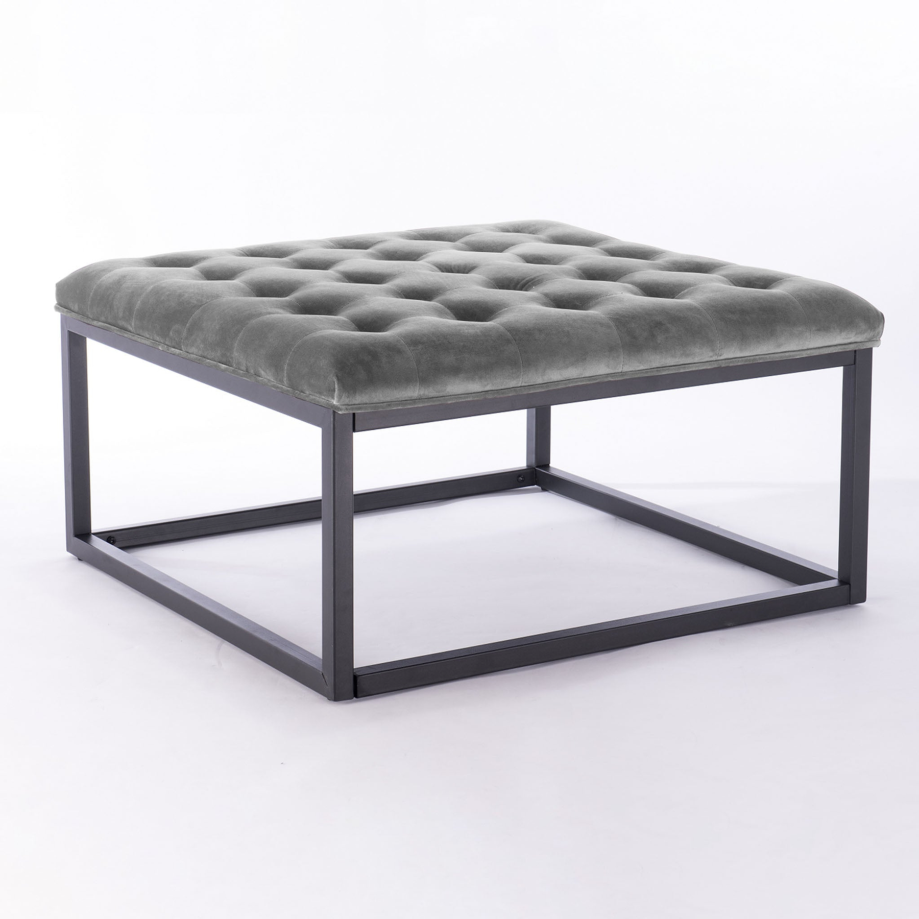 Adison Grey Buttoned Velvet Foot rest