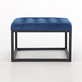 Adison Midnight Blue Buttoned Velvet Footstool from Roseland
