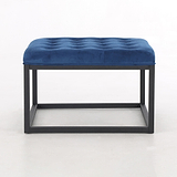 Adison Midnight Blue Buttoned Velvet Footstool from Roseland