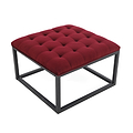 Adison Red Buttoned Velvet Footstool from Roseland