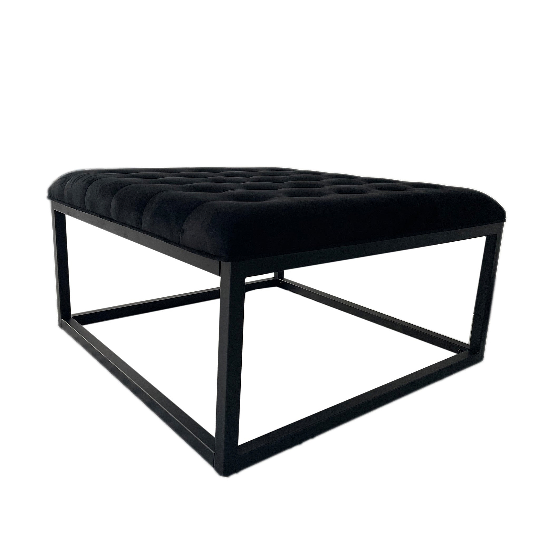 Adison Black Buttoned Velvet Foot rest