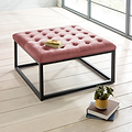 Adison Dusky Pink Buttoned Velvet Footstool Lifestyle