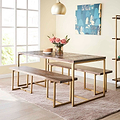 Houston Acacia Wood Herringbone 160cm Dining Table  Lifestyle