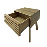 Brunswick Oak Slatted Lamp Side Table with Drawer