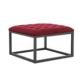 Adison Small Red Velvet Upholstered Footstool from Roseland