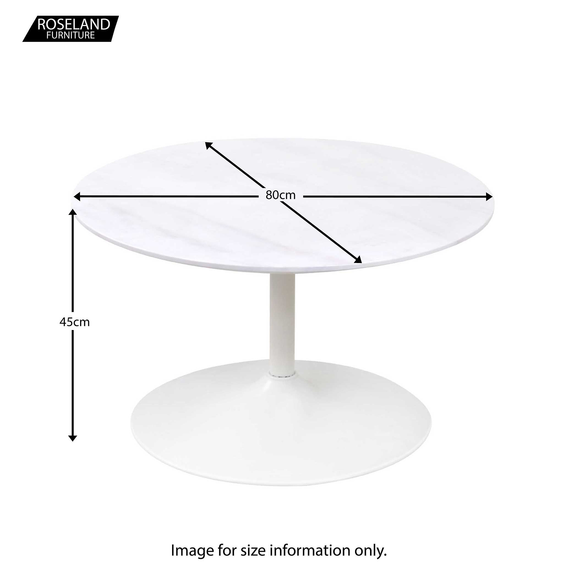 Gwen White Round Faux Marble Coffee Table dimensions