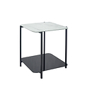 Adrian White & Black Marble and Glass Square Side Lamp Table