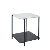 Adrian White & Black Marble and Glass Square Side Lamp Table