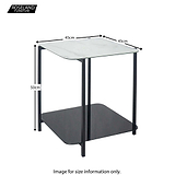 Adrian White & Black Marble and Glass Square Side Lamp Table