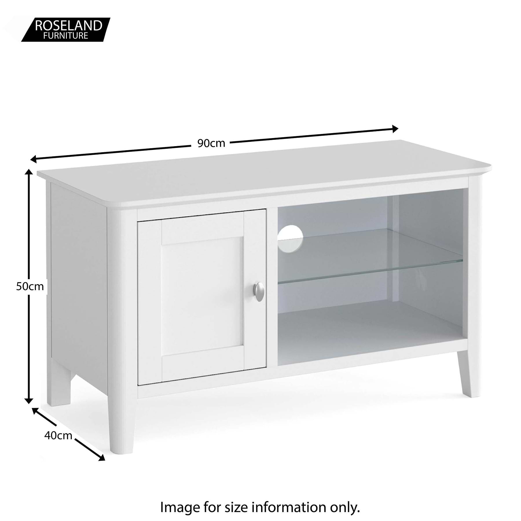 90cm Chester White Small TV Unit, 90cm Wood Media Cabinet | Roseland