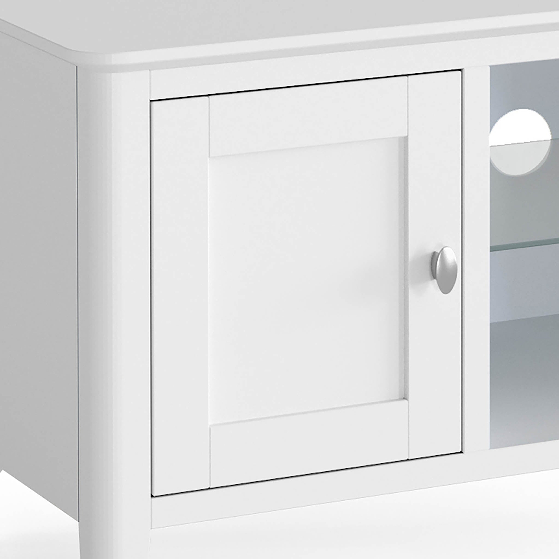Chester White 120cm Large TV Stand - Close up of cupboard door