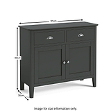 Dumbarton Charcoal Grey 2 Door Small Sideboard - Size Guide