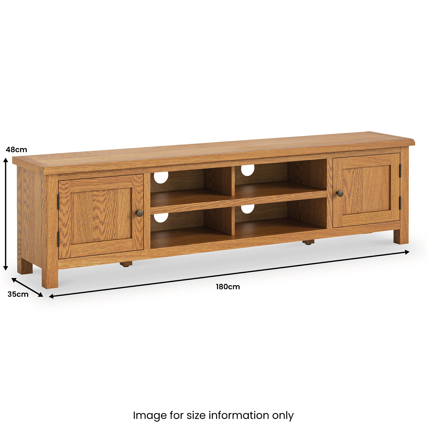 Surrey Oak 180cm Extra Wide TV Stand dimensions