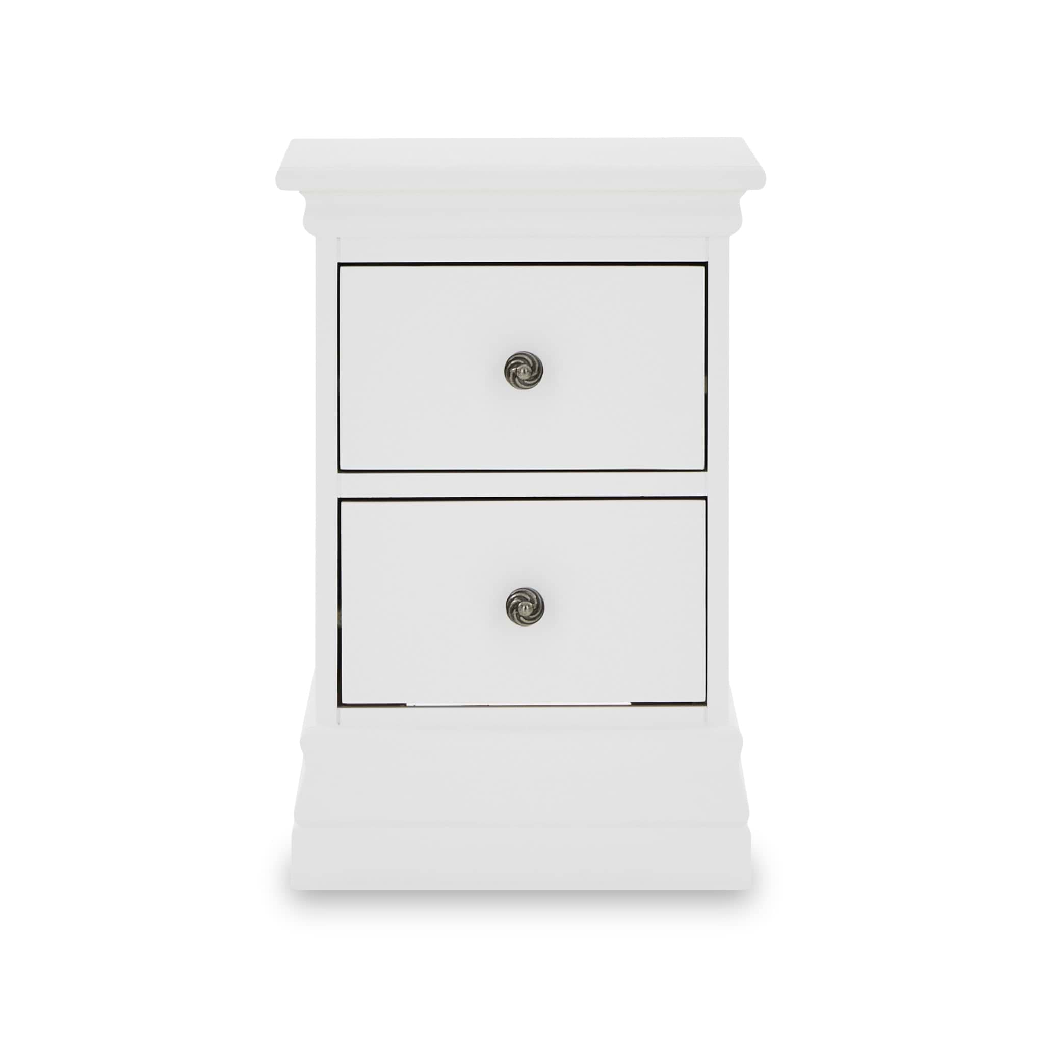 Porter White 2 Drawer Narrow Bedside Cabinet