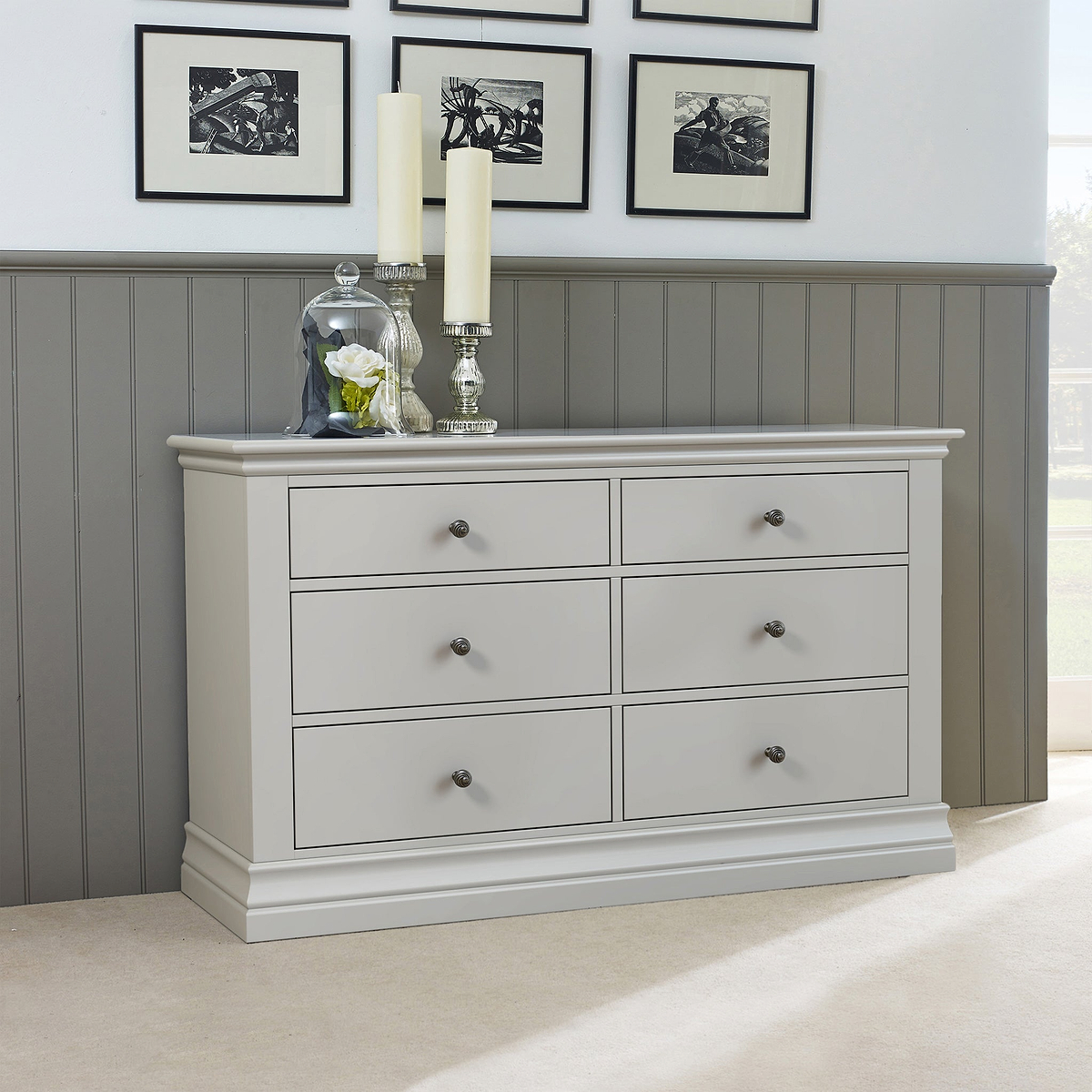 Porter Grey 6 Drawer Wide Storage Chest
