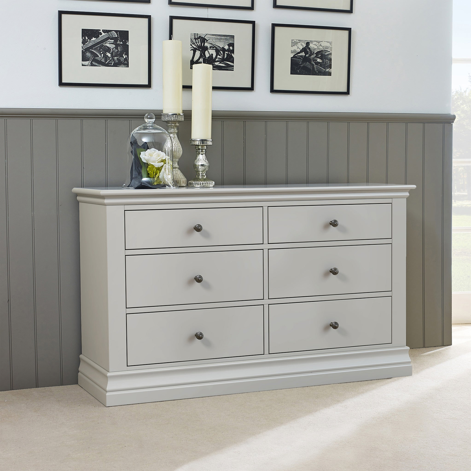 Porter Grey 6 Drawer Wide Storage Chest