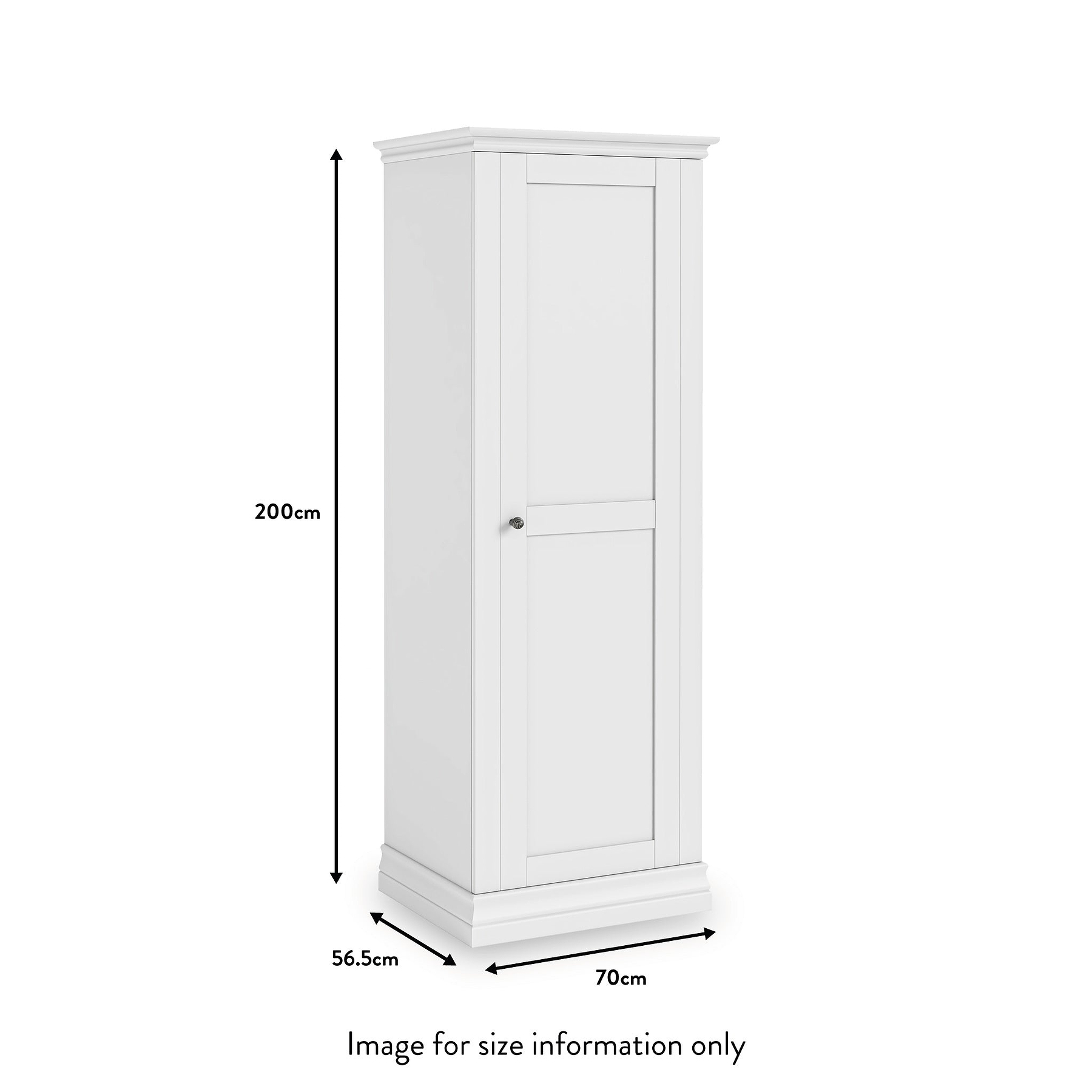 Porter White Full Hanging Single Wardrobe dimensions