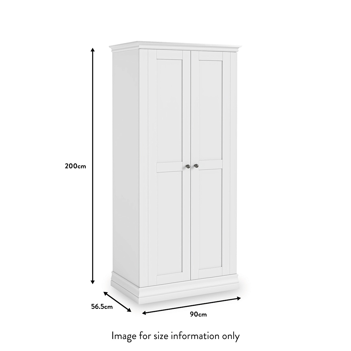 Porter White Full Hanging Double Wardrobe dimensions