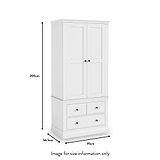 Porter White 2 Door 3 Drawer Double Wardrobe dimensions