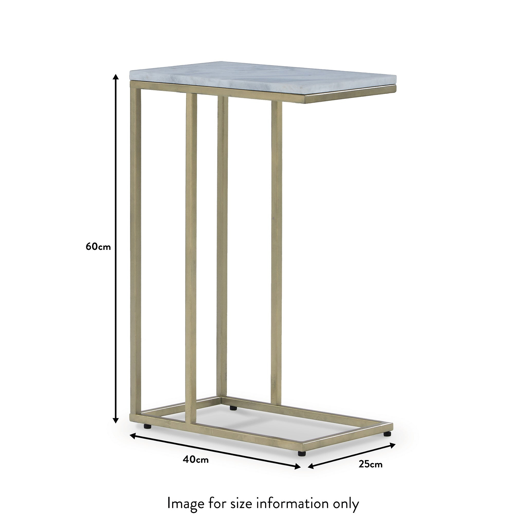 Elissa White Marble Side Table with Gold Leg dimensions