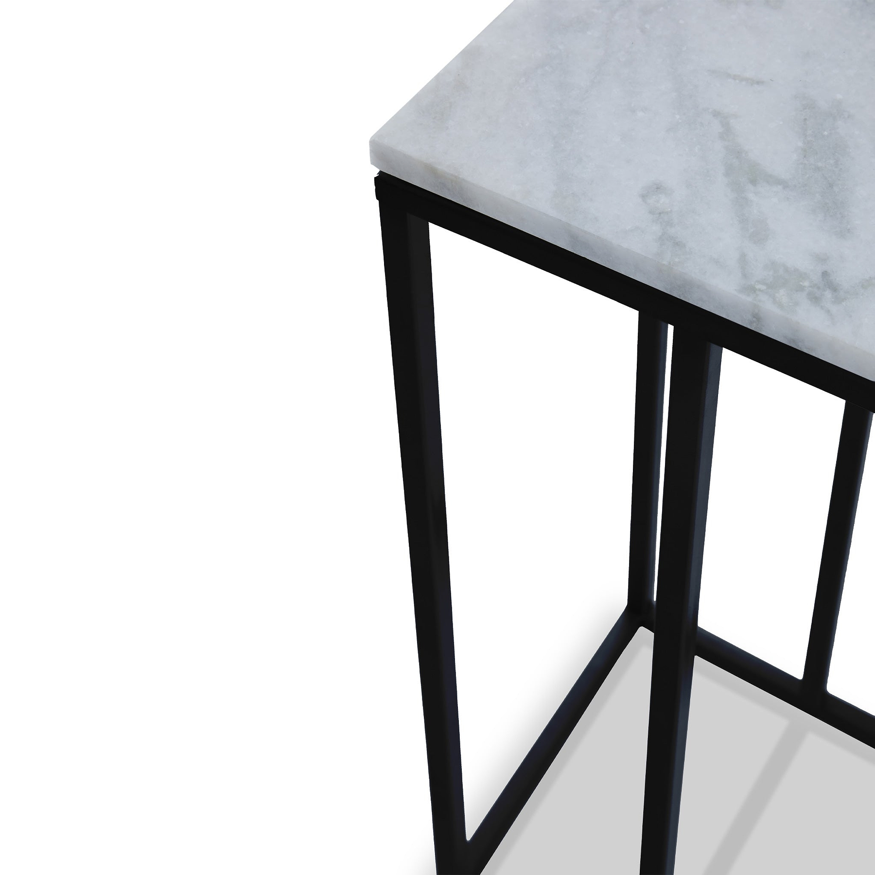 Elissa White Marble Side Table with Black Leg 