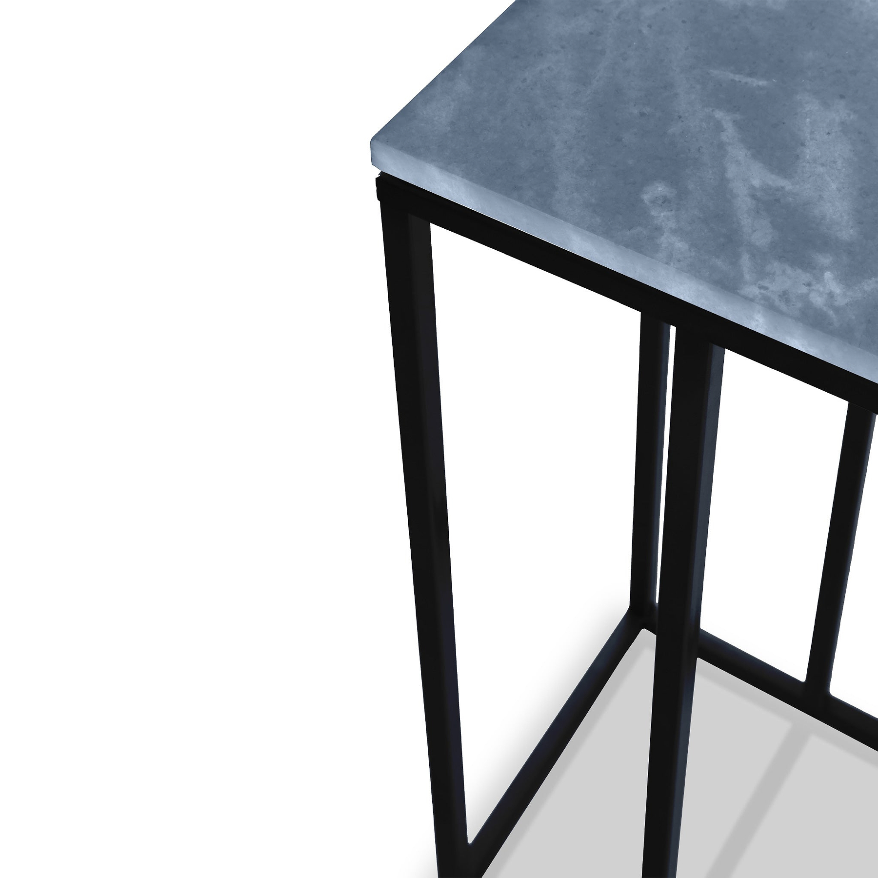 Elissa Grey Blue Marble Side Table with Black Leg