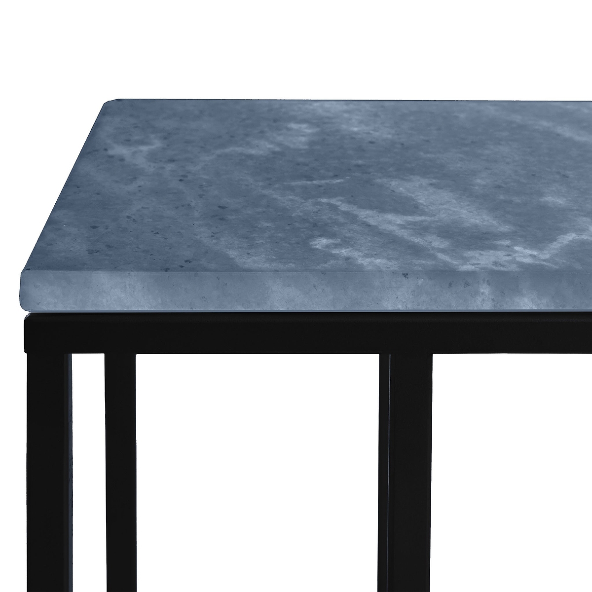Elissa Grey Blue Marble Side Table with Black Leg