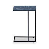 Elissa Grey Blue Marble Side Table with Black Leg