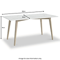 A marble-patterned table with dimensions labeled: 160cm in length, 85cm in width, and 76cm in height, against a white background. Text reads "Image for size information only."