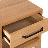 Sunburst Oak 1 Drawer Open Shelf Bedside Table