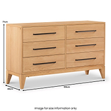 Sunburst Oak 6 Drawer Chest