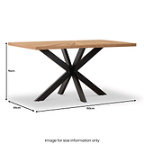 Sunburst Oak 150cm Rectangular Dining Table dimensions