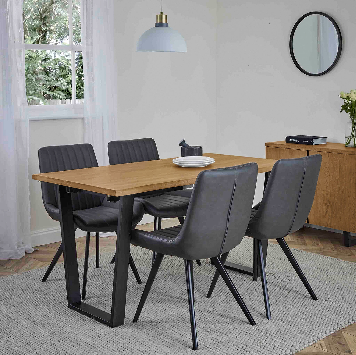 Isaac Oak 140cm Dining Table from Roseland Furniture